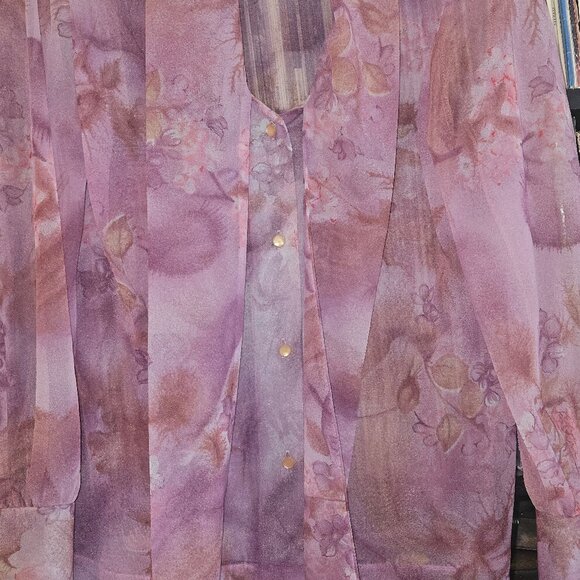 VIntage Elite Chiffon Floral Blouse - Picture 3 of 7